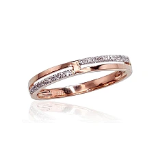 Gold ring, 17, 1.46 g, Red Gold 585 fineness, Rhodium (Plating) , Diamonds