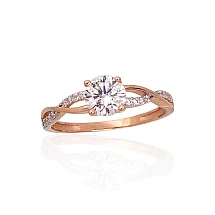 Gold ring, Red Gold 585 fineness, Rhodium (Plating), Zirkons