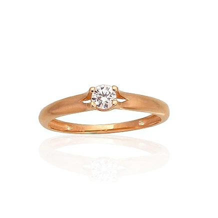 Engagement rings,  - Gold ring, 16, 1.23 g, Red Gold 585 fineness, Zirkons
