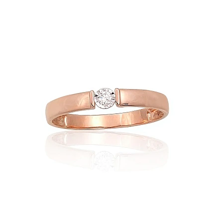 Lamour  collection,  - Gold ring, 18.5, 2.02 g, Red Gold 585 fineness, Rhodium (Plating) , Diamonds