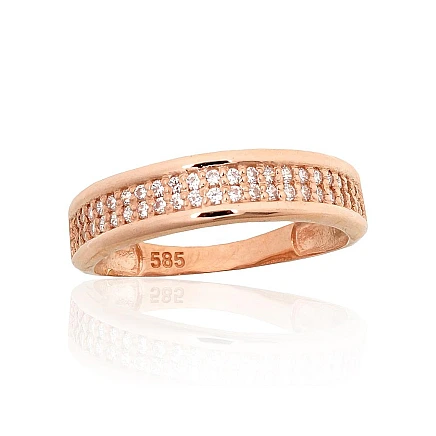 Women,  - Gold ring, 17.5, 2.05 g, Red Gold 585 fineness, Zirkons