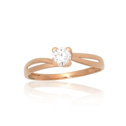 Women,  - Gold ring, Red Gold 585 fineness, Zirkons