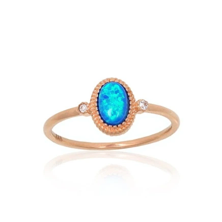 Women,  - Gold ring, 17, 1.43 g, Red Gold 585 fineness, Zirkons , Opalit