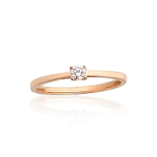 Gold ring, 17.5, 1.44 g, Red Gold 585 fineness, Diamonds