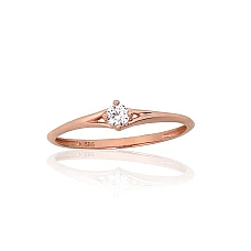 Gold ring, 17.5, 0.87 g, Red Gold 585 fineness, Zirkons