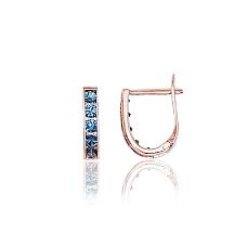 Gold earrings with 'english' lock, 0.71 g, Red Gold 585 fineness, Zirkons