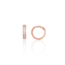 Gold hoop earrings, Red Gold 585, Zirkons
