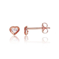 Gold classic studs earrings, 0.3 g, Red Gold 585 fineness, Zirkons