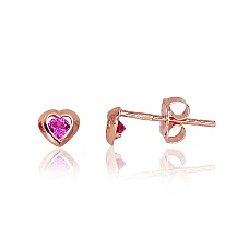 Золотые серьги-пуссеты, 0.29 g, Красное Золото 585 проба, Цирконы