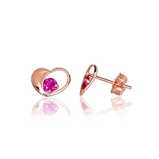 Золотые серьги-пуссеты, 0.41 g, Красное Золото 585 проба, Цирконы