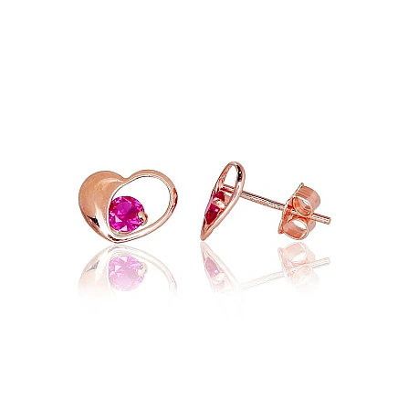 Classic Studs,  - Gold classic studs earrings, 0.41 g, Red Gold 585 fineness, Zirkons