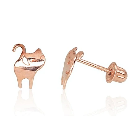 screw studs,  - Gold screw studs earrings, 0.34 g, Red Gold 585 fineness