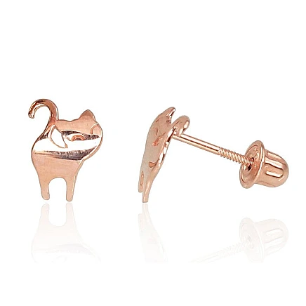 screw studs,  - Gold screw studs earrings, 0.36 g, Red Gold 585 fineness