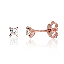 Gold classic studs earrings, Red Gold 585 fineness, Diamonds