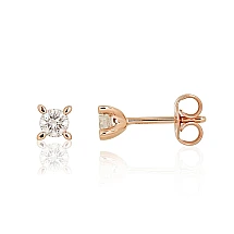 Gold classic studs earrings, Red Gold 585 fineness, Diamonds