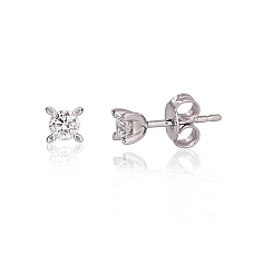 Gold classic studs earrings, 0.97 g, White Gold 585 fineness, Diamonds