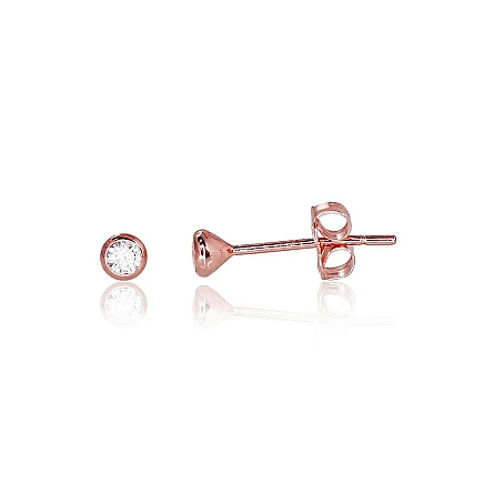 Classic Studs,  - Gold classic studs earrings, 0.27 g, Red Gold 585 fineness, Zirkons