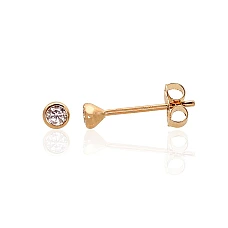 Gold classic studs earrings, 0.3 g, Yellow Gold 585 fineness, Zirkons