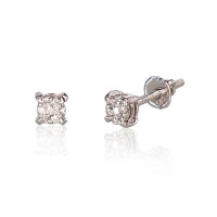 Золотые серьги-пуссеты с винтами, 0.95 g, Белое Золото 585 проба, Бриллианты
