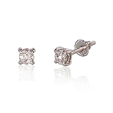 Gold screw studs earrings, 0.95 g, White Gold 585 fineness, Diamonds