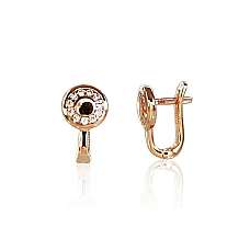 Gold earrings with 'english' lock, 1.58 g, Red Gold 585 fineness, Zirkons