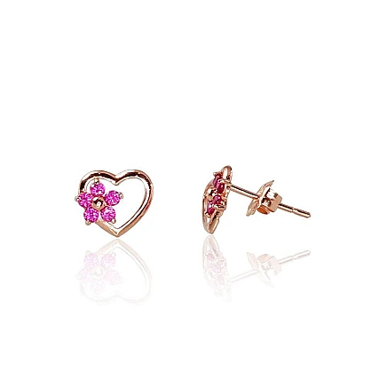 Classic Studs,  - Gold classic studs earrings, 0.5 g, Red Gold 585 fineness, Zirkons