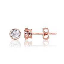 Gold classic studs earrings, Red Gold 585 fineness, Zirkons