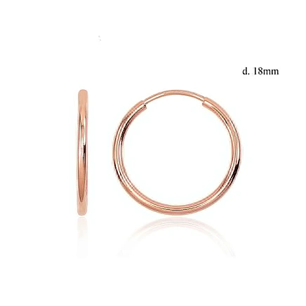 Серьги-кольца,  - Золотые серьги-кольца, 0.81 g, Красное Золото 585 проба