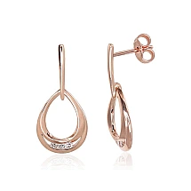 Gold classic studs earrings, Red Gold 585 fineness, Diamonds