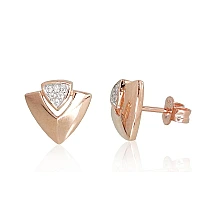 Gold classic studs earrings, Red Gold 585 fineness, Rhodium (Plating) , Diamonds