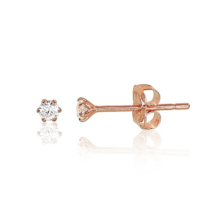 Classic Studs,  - Gold classic studs earrings, 0.22 g, Red Gold 585 fineness, Zirkons