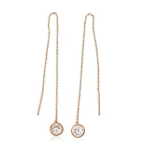 Золотые серьги, 0.82 g, Красное Золото 585 проба, Цирконы