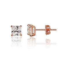Gold classic studs earrings, 0.53 g, Red Gold 585 fineness, Zirkons
