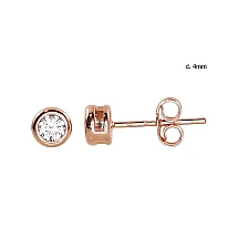 Gold classic studs earrings, Red Gold 585 fineness, Zirkons