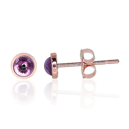 Classic Studs,  - Gold classic studs earrings, 0.41 g, Red Gold 585 fineness, Amethyst