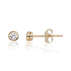 Gold classic studs earrings, 0.37 g, Yellow Gold 585 fineness, Zirkons