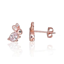 Gold classic studs earrings, Red Gold 585 fineness, Zirkons