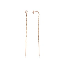 Gold Earrings, 0.76 g, Red Gold 585 fineness, Zirkons