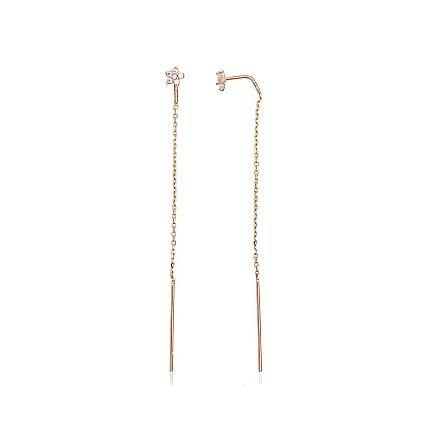 other,  - Gold Earrings, 0.77 g, Red Gold 585 fineness, Zirkons