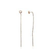 Золотые серьги, 0.95 g, Красное Золото 585 проба, Цирконы