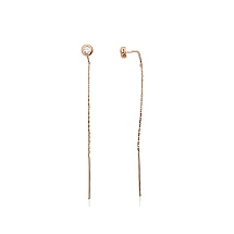 Золотые серьги, 0.96 g, Красное Золото 585 проба, Цирконы