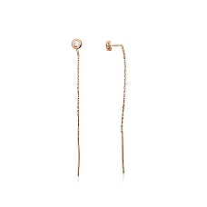 Золотые серьги, 0.96 g, Красное Золото 585 проба, Цирконы