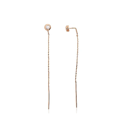 other,  - Gold Earrings, 0.97 g, Red Gold 585 fineness, Zirkons
