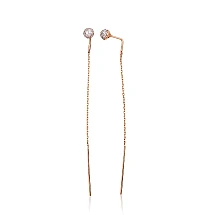 Золотые серьги, 1.29 g, Красное Золото 585 проба, родий (покрытие) , Цирконы