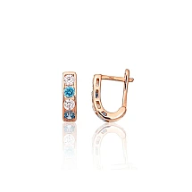 Zelta auskari ar 'angļu' slēdzēju, 0.82 g, Sarkanais Zelts 585 prove, Cirkoni
