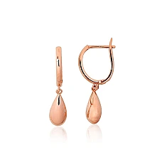 Gold earrings with 'english' lock, 1.65 g, Red Gold 585 fineness