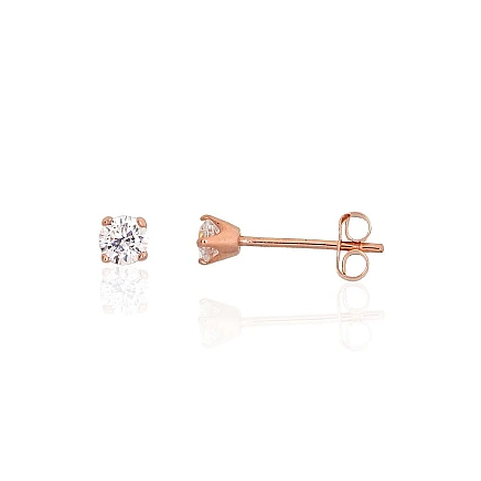 Classic Studs,  - Gold classic studs earrings, 0.38 g, Red Gold 585 fineness, Zirkons