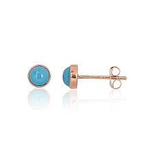 Gold classic studs earrings, Red Gold 585 fineness, Turquoise