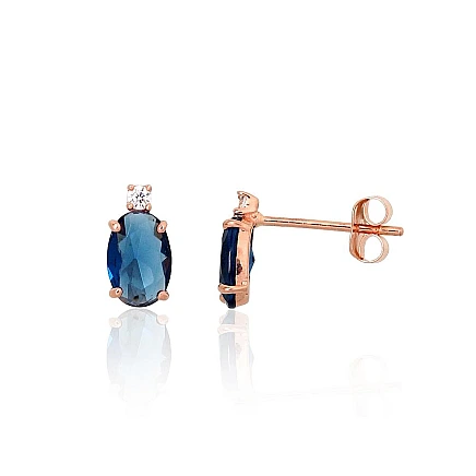 Classic Studs,  - Gold classic studs earrings, 0.46 g, Red Gold 585 fineness, Zirkons