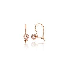 Gold hook earrings, 1.06 g, Red Gold 585 fineness, Zirkons
